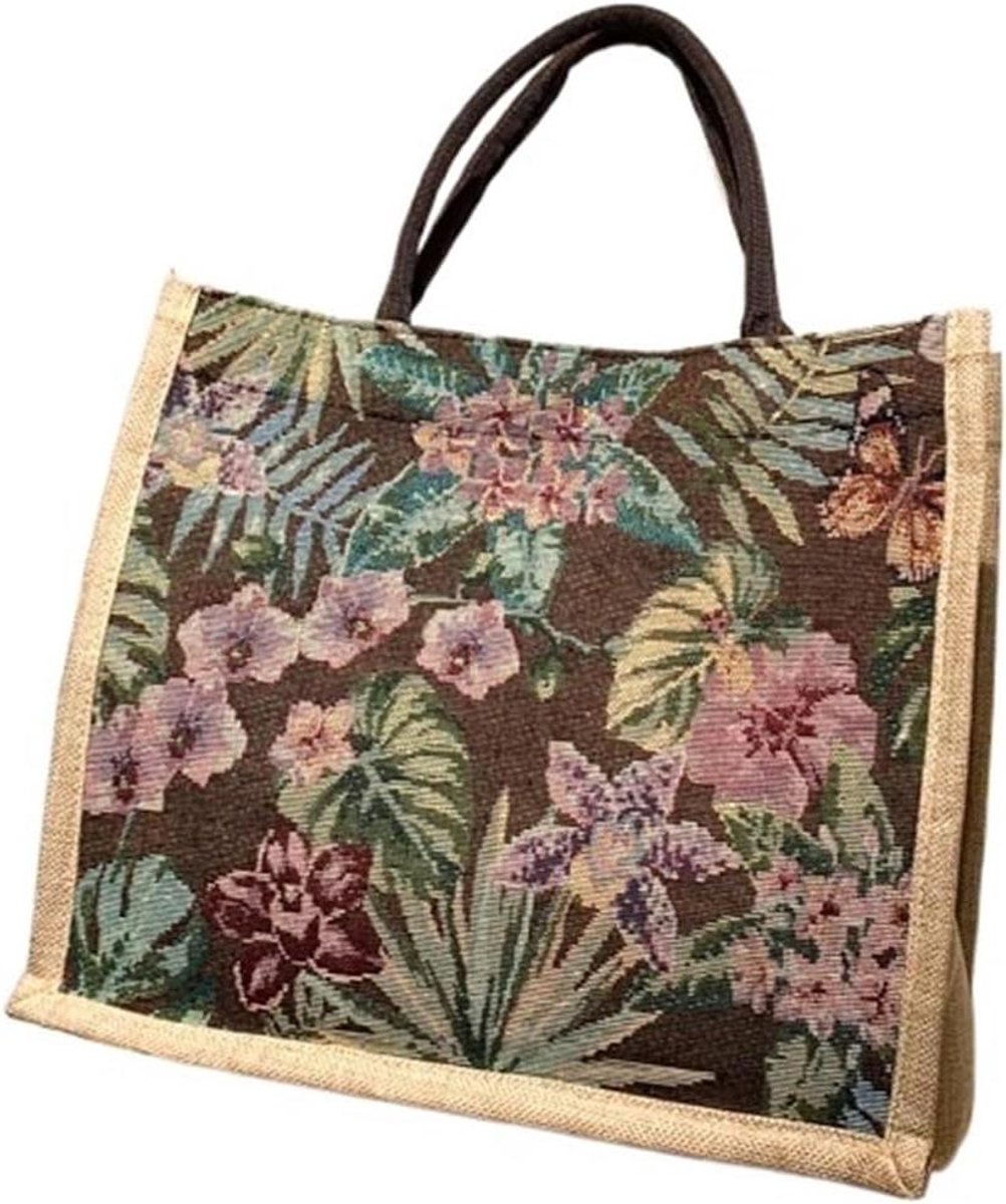 Jute Draagtas - Linnen Tas - Boodschappen Doen - Grote Capaciteit - 34x13x30 cm - Beige