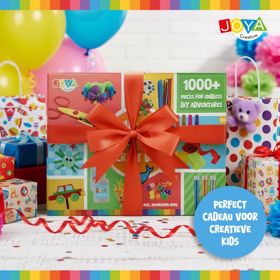 Knutselkoffer - 1000+ Onderdelen Knutselpakket voor Kinderen - Knutselen voor Kinderen en Meisjes - Knutselkoffer met Papier, Glitter, Foam, Pompoms en Inspiratieboek - Creatieve Knutselset 3+ - Joya Creative