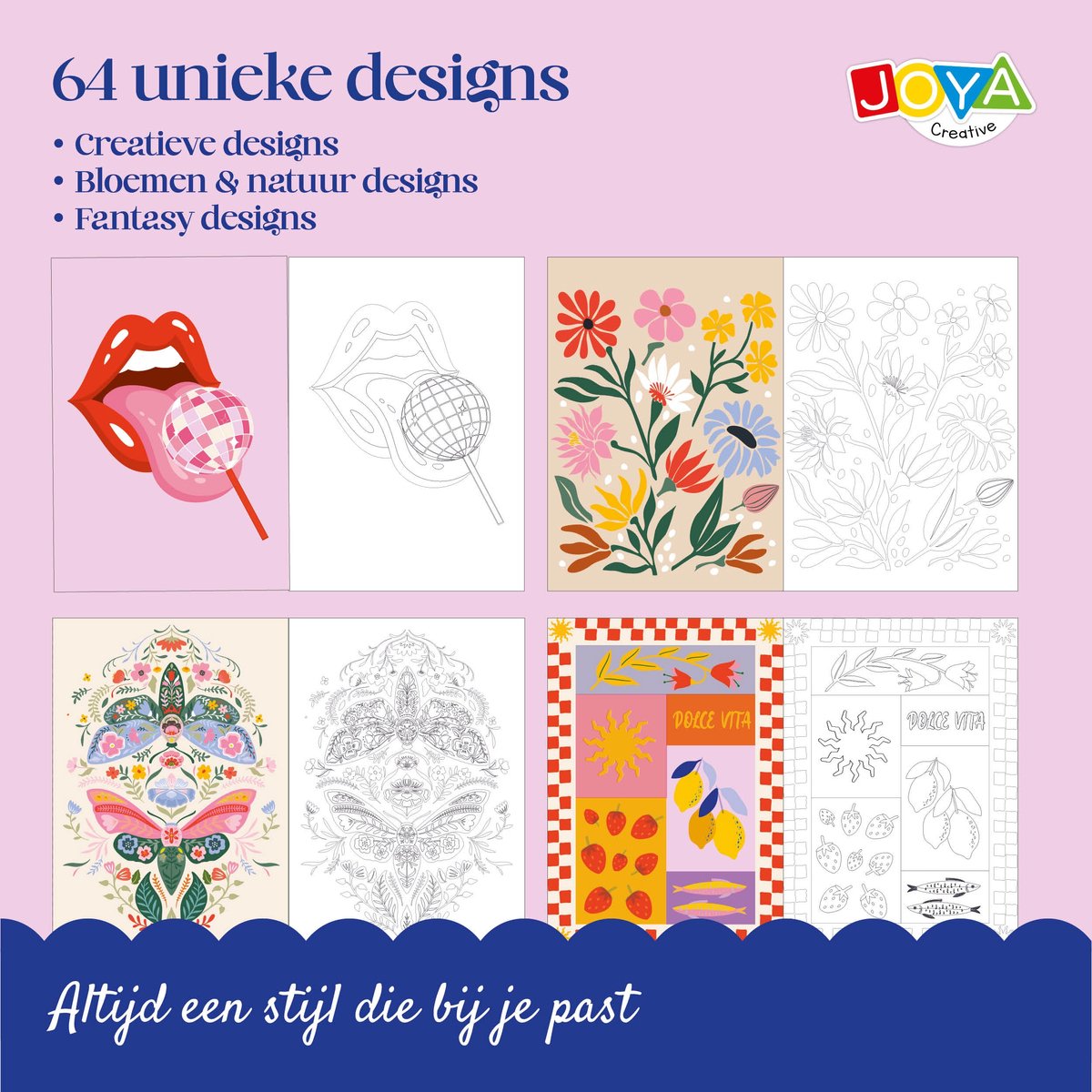 Joya Creative Kleurboek voor Volwassenen Posters - Volwassen Kleurboek met 64 Designs - A3, A4 en A5 Formaat - Uitscheurbaar - Spiraalband — afbeelding 7