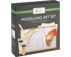 Nassau Fine Art Modelleerpasta Art Set - Schilderen voor Volwassenen - Homedeco - Goud Acrylverf - 2pcs Canvas 25x25cm - Scraper en Spatel - Textured Art DIY Set - Creatief Volwassenen