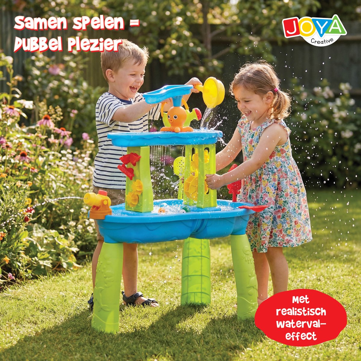 Joya Creative Watertafel Jongens - Blauw en Groen - Waterspeeltafel - 34-delig accessoire set - Waterval Effect – Afmeting 59x38,5x73 cm – Activiteitentafel met Water Voor Buiten en Tuin — afbeelding 7