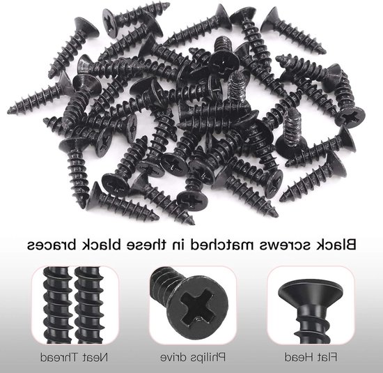 RVS Zwarte Hoekbeugels voor Reparatie van Platen - 40mm, 20 Stuks, Stevige Bevestiging en Ondersteuning — afbeelding 4