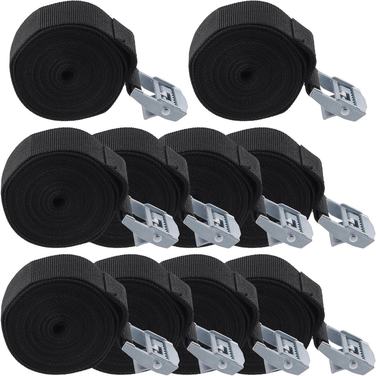 Bevestigingsriemen met gesp - Spanbanden Sjorbanden - Transport Beveiligen - Snelsluitgesp - 25 mm x 3 m - Zwart