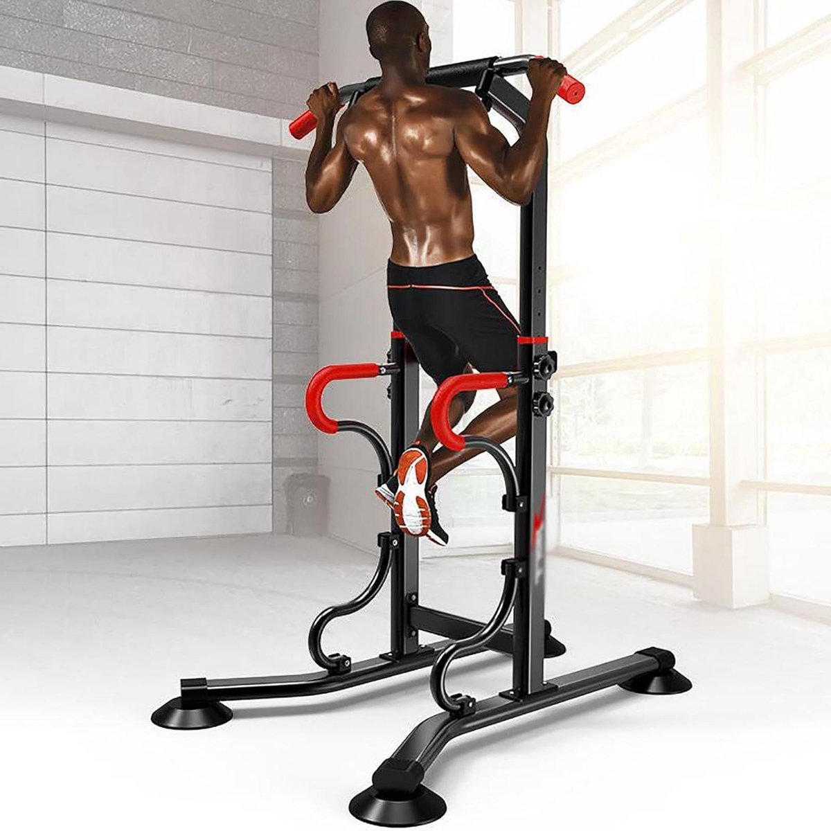 Power Tower - Krachtstation Pull Up - Kracht Training - Verstelbare Hoogte - 330 Pond Max - Zwart