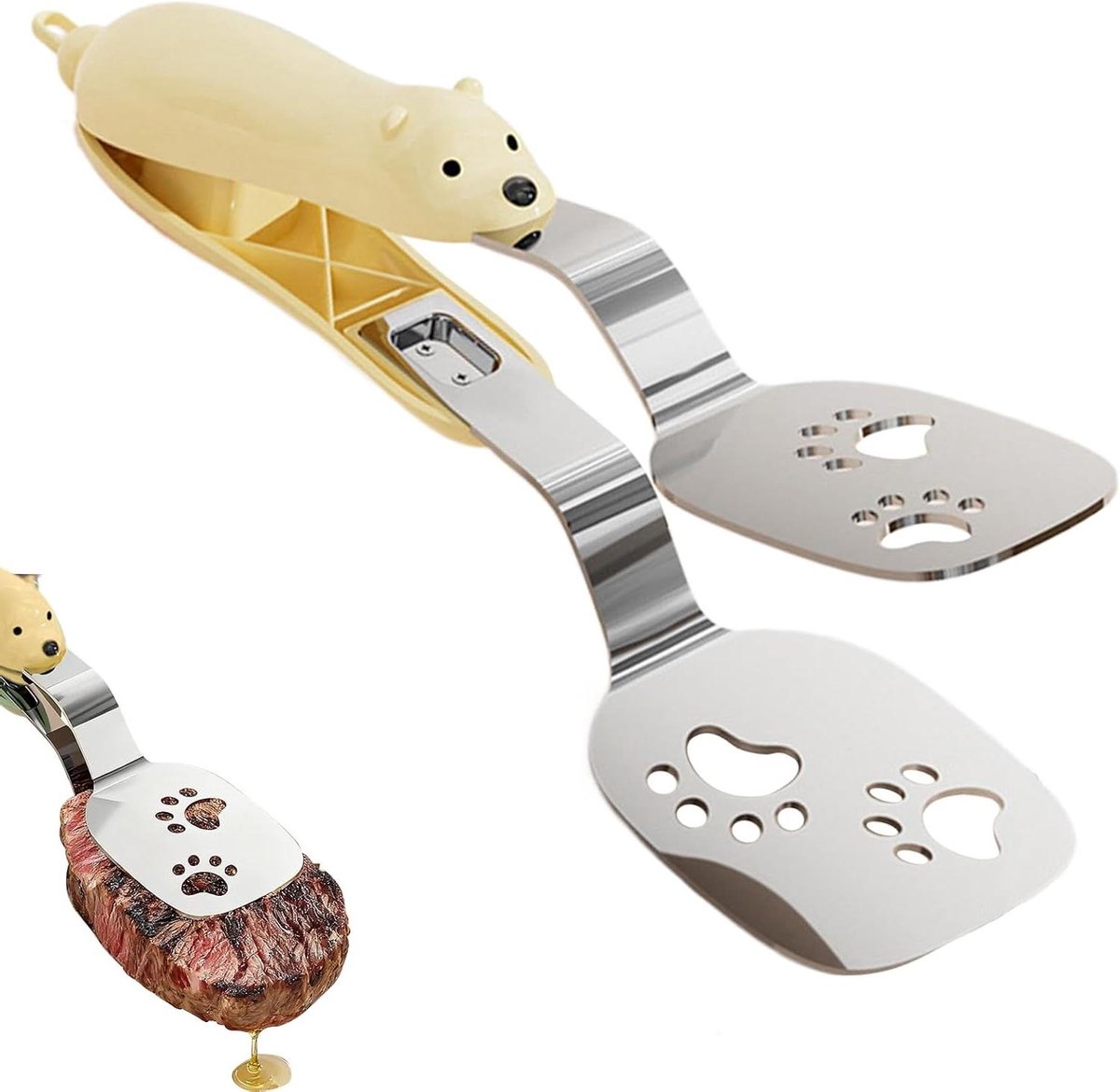 Keukentang - Spatel Tang Grill Tang - Voedsel Hanteren - Ergonomische Grip - 24 cm - Geel