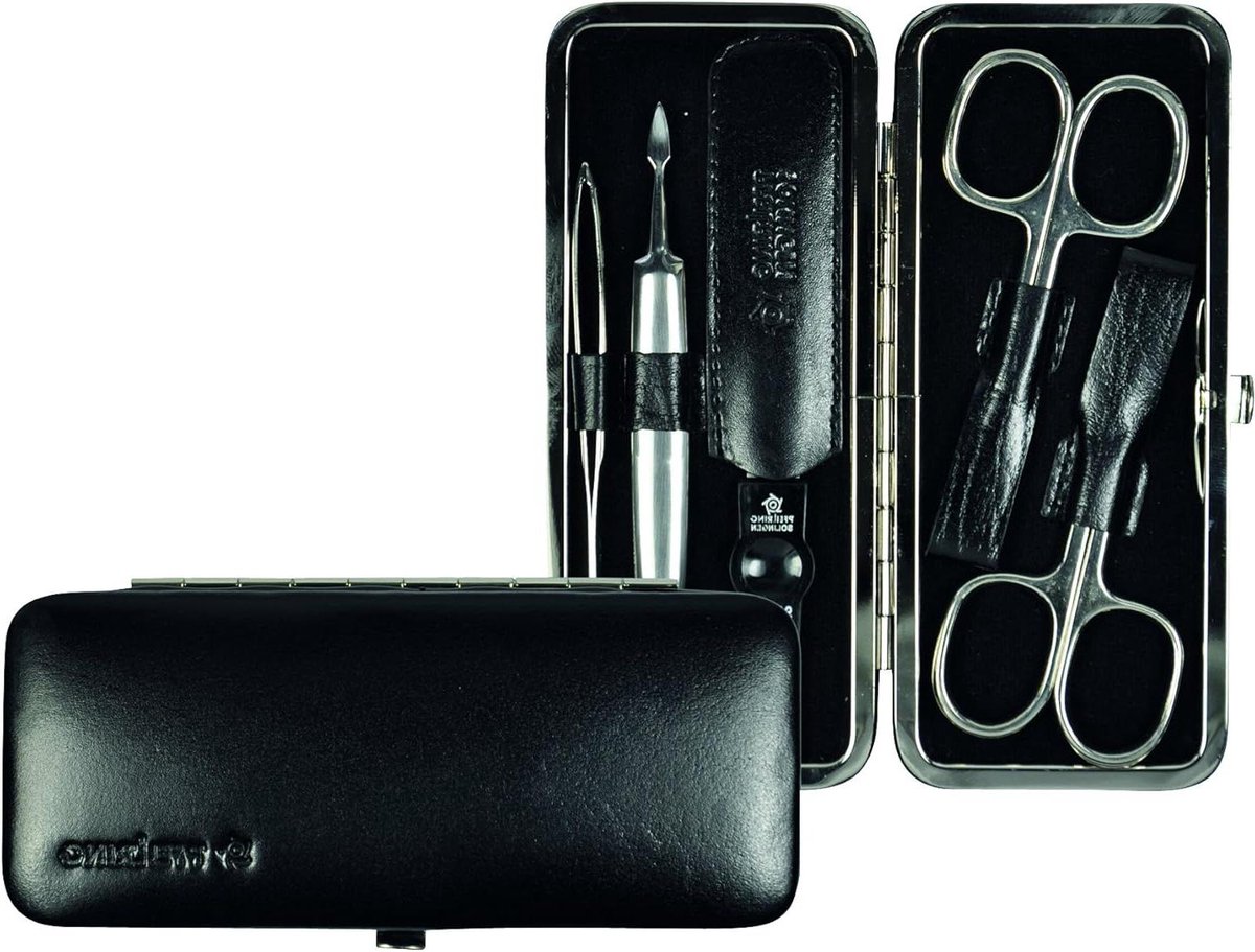 Manicure Etui - Nagelverzorging Set - Persoonlijke Verzorging - 5-Delig Nikkel Instrumenten - 168 g - Zwart