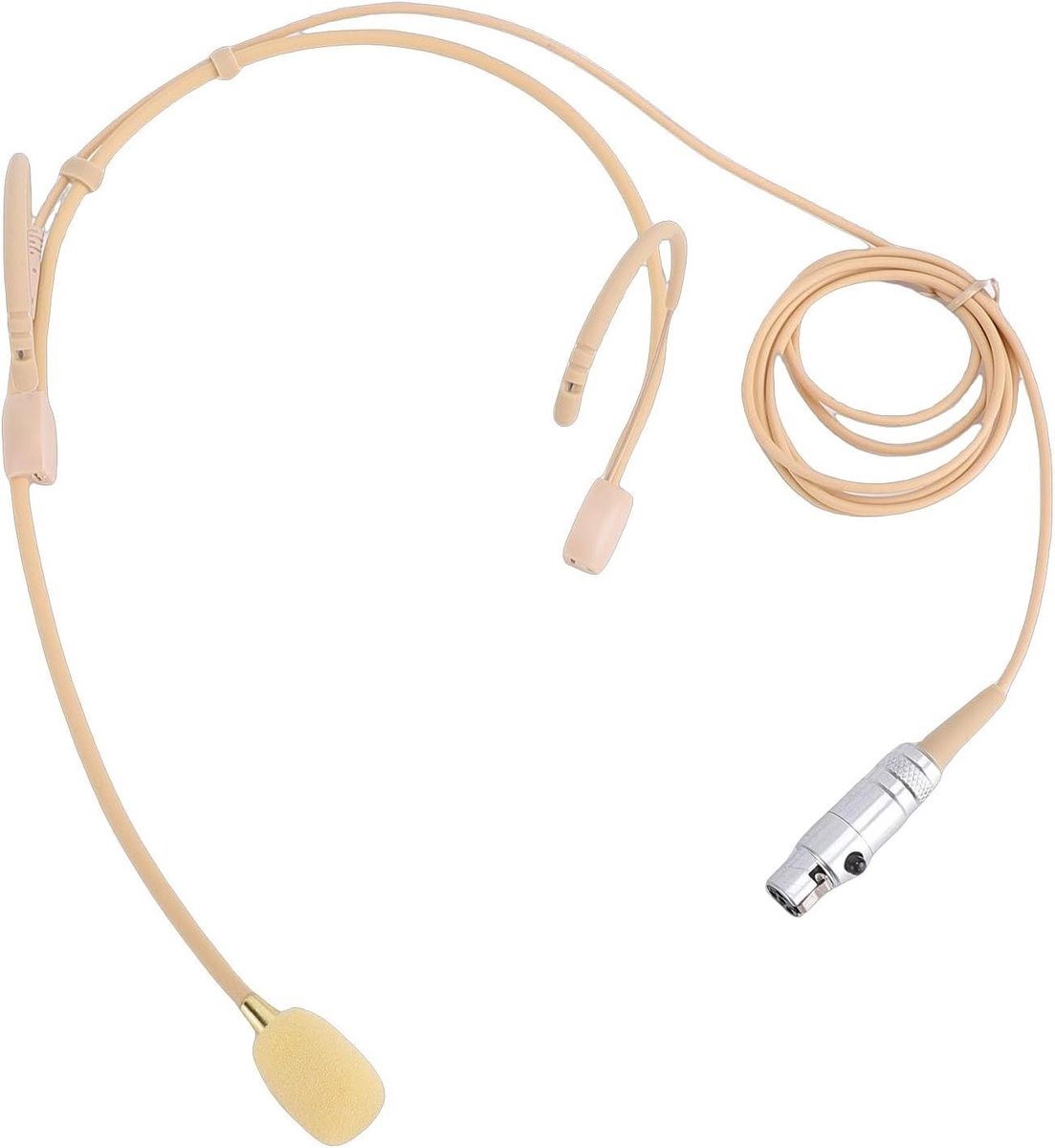 Over-ear Microfoon Headset - Hangende Condensatormicrofoon - Live Optredens - Kristalheldere Geluidskwaliteit - 20 x 13 x 6 cm - Beige