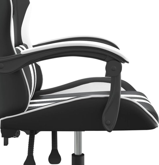 Gamestoel - Gaming stoel - Comfortabel gamen - Verstelbare rugleuning - 1 stuk - Zwart wit — afbeelding 4