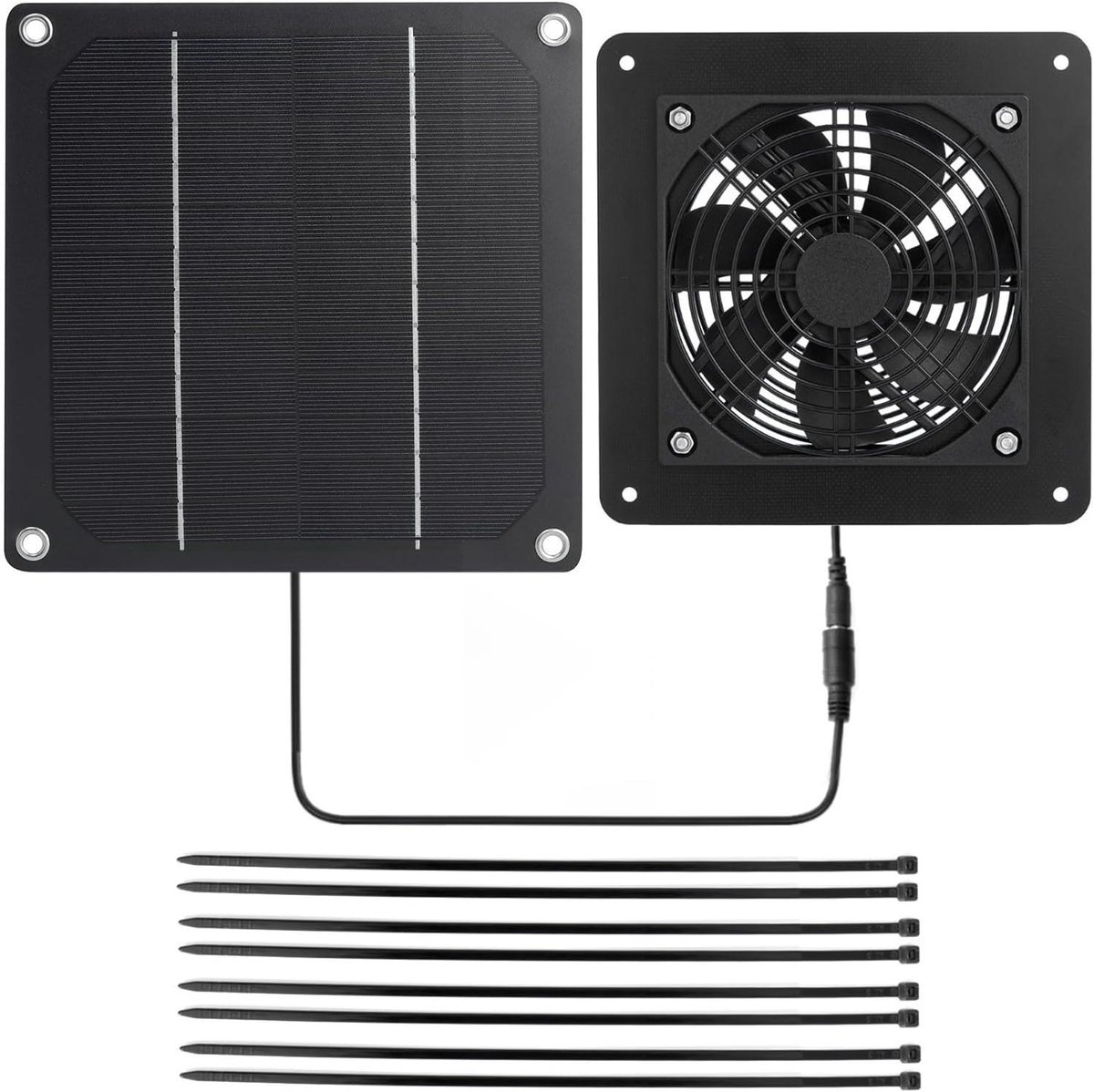Zonneventilator Set - Ventilator met paneel - Temperatuur regulatie - Weerbestendig ontwerp - 3 Watt - Zwart