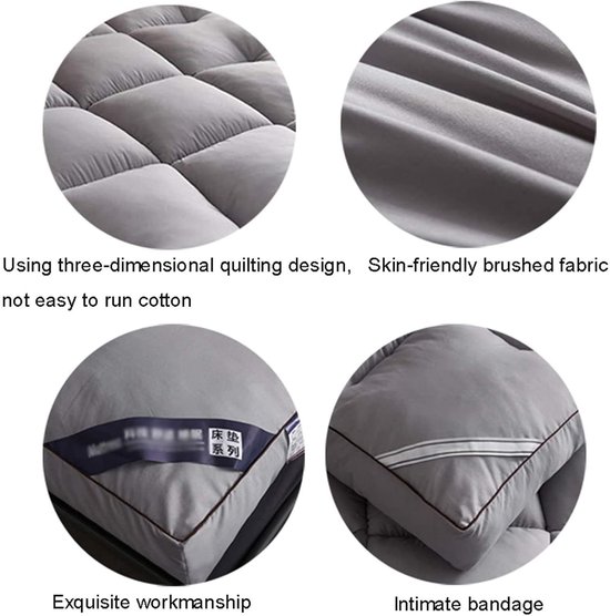 Japanse Futonmatras - Opvouwbaar Bed - Comfortabel Slapen - Dikke Vloermatras - 180 x 220 cm - Grijs — afbeelding 5