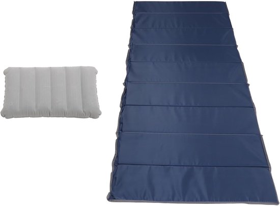Slaapmat Campingmat - Opvouwbaar Kussen - Comfortabel Slapen - Draagbaar Opbergbaar - 190 cm Lengte - Donkerblauw — afbeelding 4