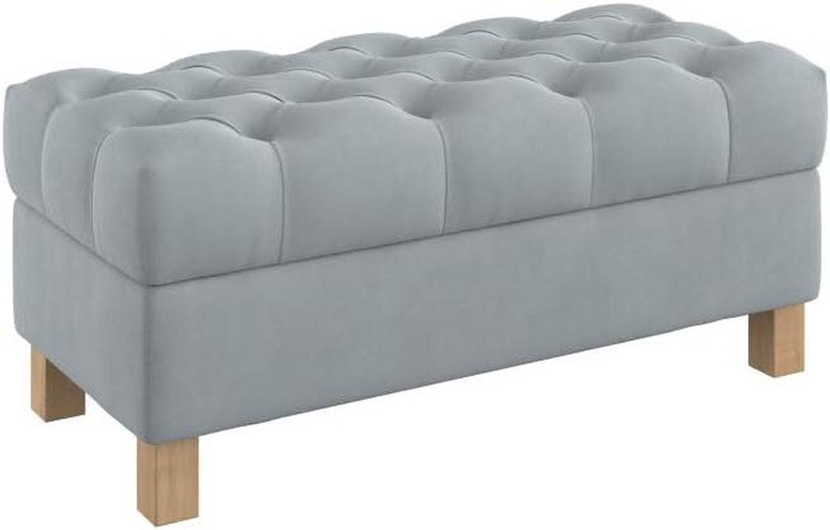 Zitbank met opbergruimte - Voetenbank gestoffeerd - Extra zitplaats creëren - Diep geknoopt blad - 100 cm breed - Grijs