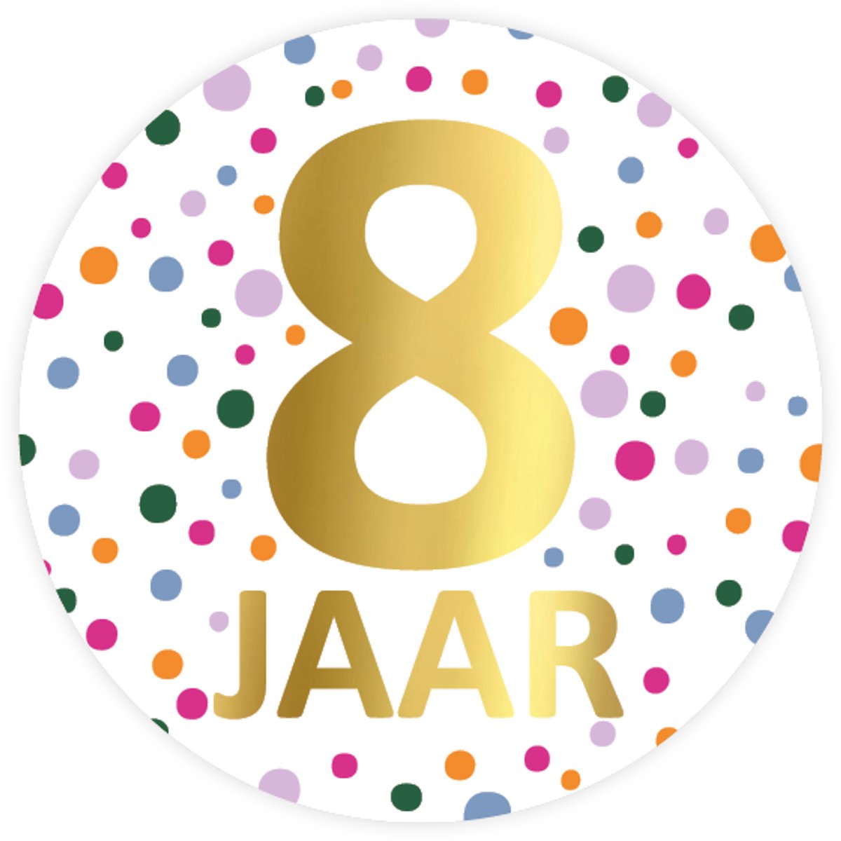 30x Sluitsticker Hoera 8 jaar! | GOUDFOLIE | 40 mm | Traktatiesticker Hoera | Cadeausticker | Sluitzegel | Sluitsticker | Traktatie - Verjaardag - Feest | Sticker 8e verjaardag | Kinder traktatie