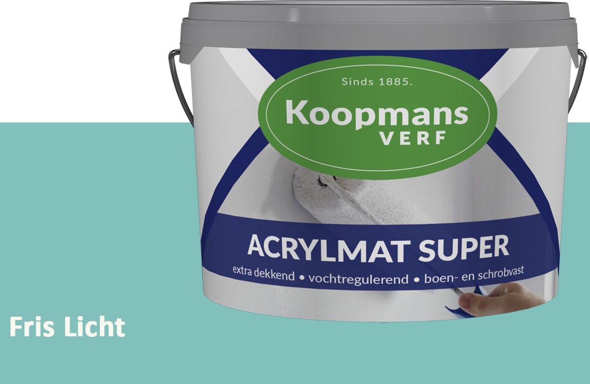 Koopmans Acrylmat Super Matte Muurverf – Professionele Binnenmuurverf en Buitenmuurverf – Reukarm en Afwasbaar – Fris Licht – 10 liter