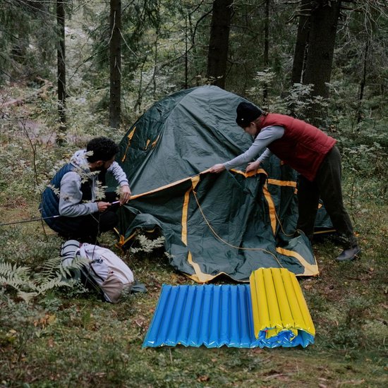 Luchtbed Vloermat - Kampeer Slaapmat - Buiten Kamperen - Lekpreventie Ontwerp - 200 x 60 cm - Blauw — afbeelding 2