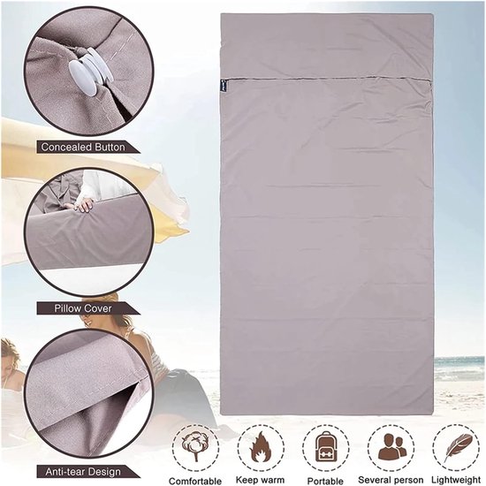 Slaapzak Liner - Draagbaar Laken - Reizen Kamperen - Ademend Katoen - 75x210cm - Paars — afbeelding 4