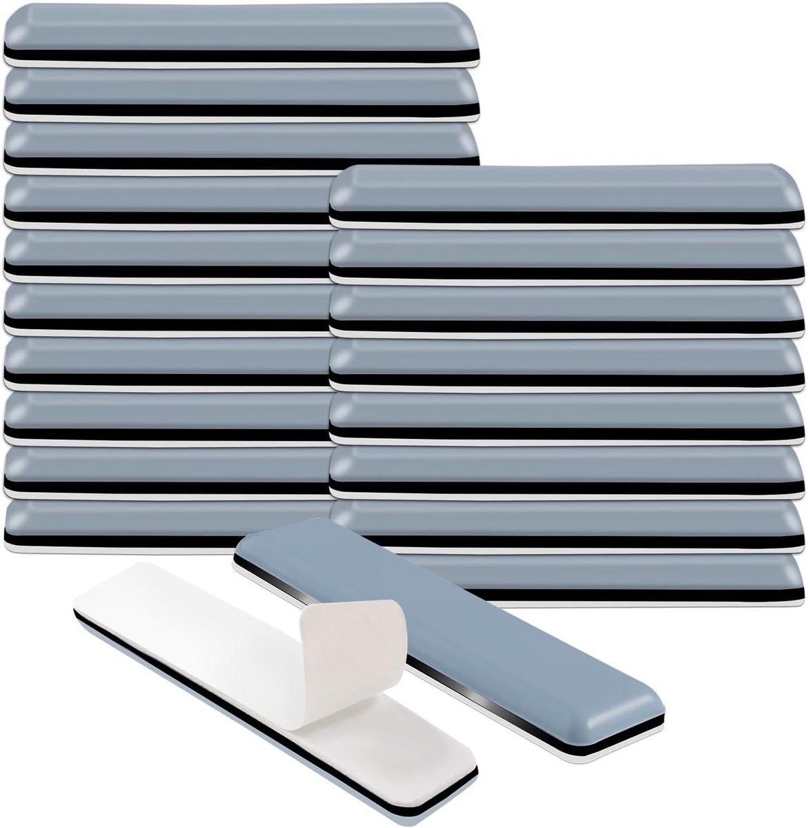 Set van 20 Zelfklevende PTFE Glijders voor Meubels - Teflon Vloerbeschermers in Grijs (70 x 19 mm) voor Krassen en Slijtage Bescherming