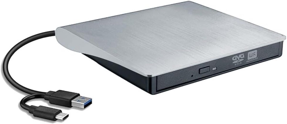 Externe DVD Brander - Optische Drive - Bestanden Lezen - USB 3.0 Type C - 14 x 13.7 cm - Zilver
