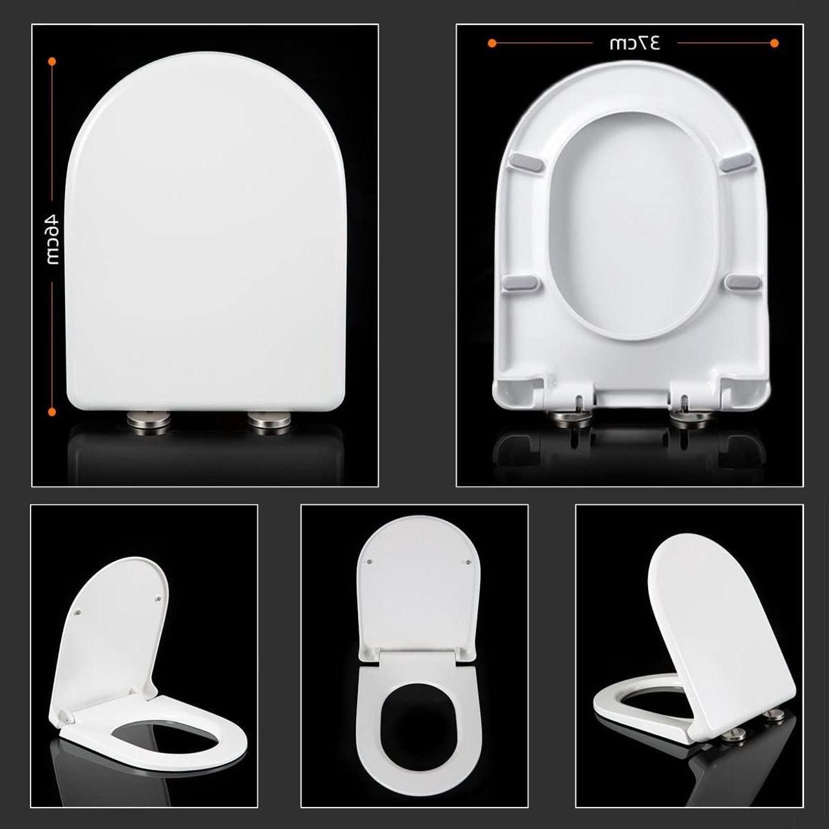 Toiletbril D-vorm - WC bril - Badkamer Hygiëne - Snelsluiting - 45x36.5 cm - Wit