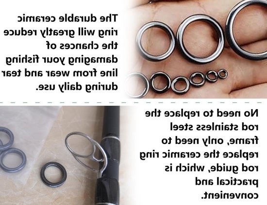 Complete Set van 22 Visspullen met Keramische Gidsringen voor Vissers - Reparatie Accessoires voor Hengels, Hengelonderdelen en Vissport van Merkloos — afbeelding 2