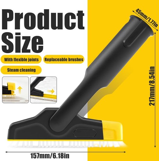 XXL voegenborstel - Reinigingsborstel Stoomborstel - Grondig Reinigen - Flexibel Gewricht - 157 x 217 cm - Zwart — afbeelding 4