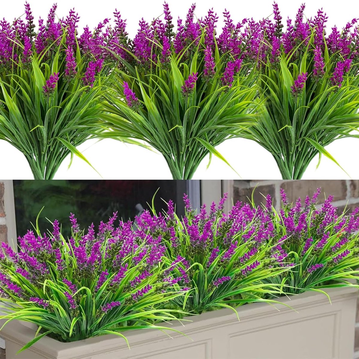 12 Bundels Kunstbloemen in Lavendel, Weerbestendige Bloemen voor Buiten, Balkonplanten en 