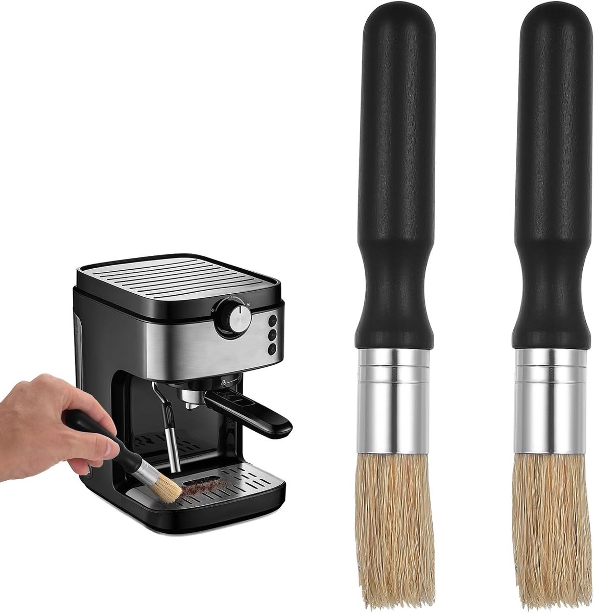 Set van 2 Barista Borstels voor het Schoonmaken van Koffiemolen en Espresso Machine - Ideaal voor Koffieliefhebbers en Barista Accessoires
