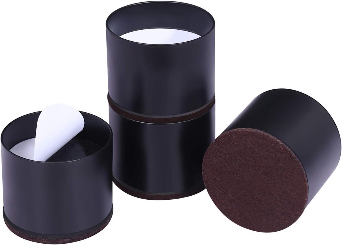 Verhoog je Meubels met Stevige Bedverhogers - Verhoog de Hoogte van Sofa, Tafel en Bank met 3 cm, Bescherm de Vloer en Zorg voor Sterke Ondersteuning, Set van 4 (Zwart, Rond)