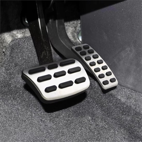 Autopedaal Covers - Pedaalbekleding RVS - Verbeteren Rijervaring - Antislipoppervlak - Set van 3 of 4 - Zilver Zwart — afbeelding 2