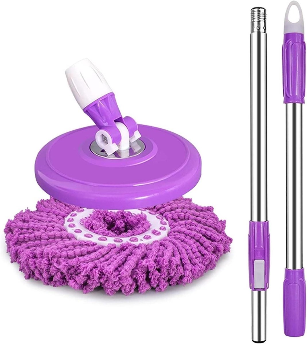 Driehoekige Dweil - Draaibare Mop - Vloeren Schoonmaken - 360 Graden Kop - 127 cm - Paars