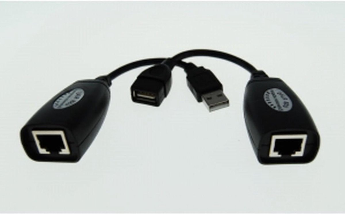 USB Verlengkabel - RJ45 Extender - Apparaten Aansluiten - Plug and Play - 50 Meter - Zwart