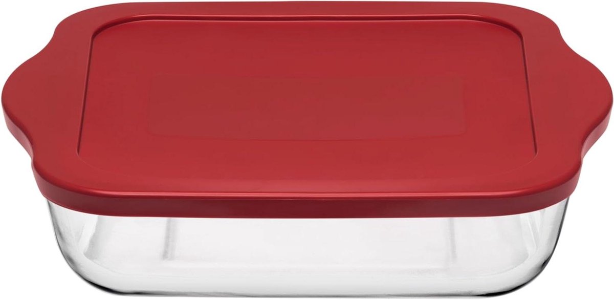 Borcam Bakplaat - Ovenschaal Glazen - Oven Gebruiken - Met Deksel - 3200 ml - Wit