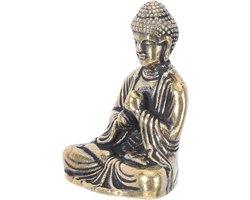 Boeddhabeeldje Miniatuur - Zen Boeddha Beeldje - Meditatie en Ontspanning - Handgewerkt Messing - 2.9 x 2.2 x 1.5 CM