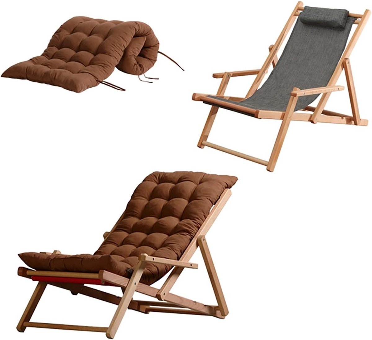 Opvouwbare Strandstoel - Loungestoel Ligstoel - Ontspannen Buiten - Verstelbare Rugleuning - Niet gespecificeerd - Grijs