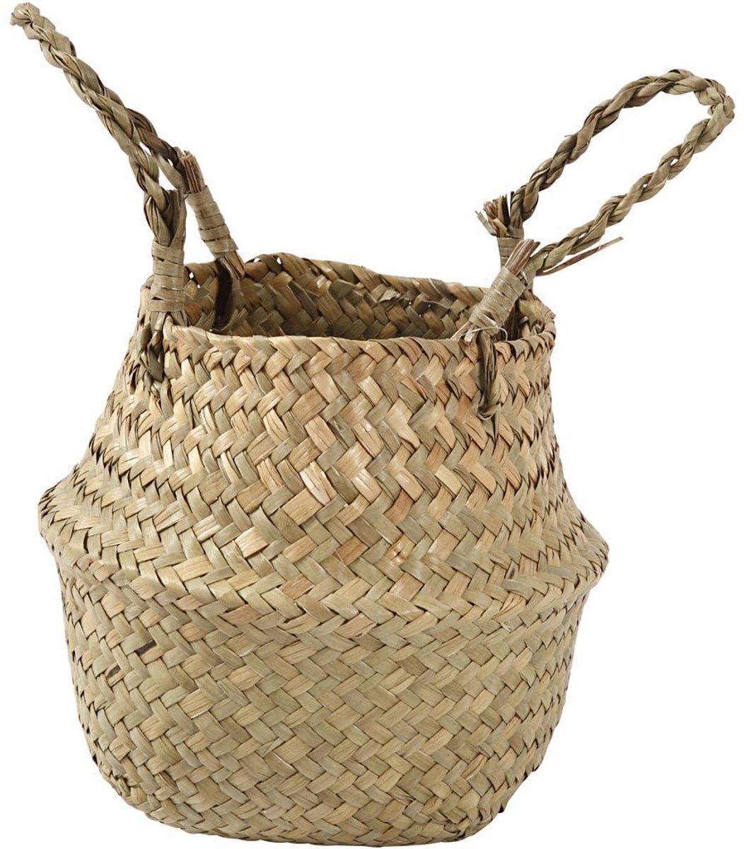 Zeegras mand - Rieten mand - Opbergen keuken - Dubbele grootte - D 20 cm - Natuurlijk