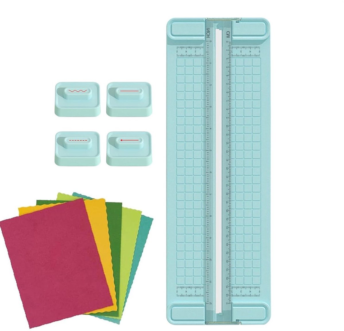 Papier Snijder Schuif - Papier Snijapparaat - Kantoorwerk & Knutselen - Antislip Tweerichtings Gereedschap - 36.5cm - Blauw