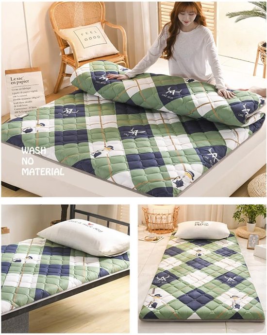Japanse Vloermatras - Futon Matras Topper - Comfortabel Slapen - Ergonomisch Ontwerp - 90x200cm - Geel — afbeelding 2