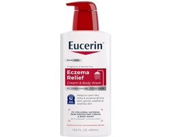 Eucerin Eczema Relief Cream and Body Wash, verrijkt met colloïdale havermout, zeepvrije eczeem bodywash, fles van 400 ml.
