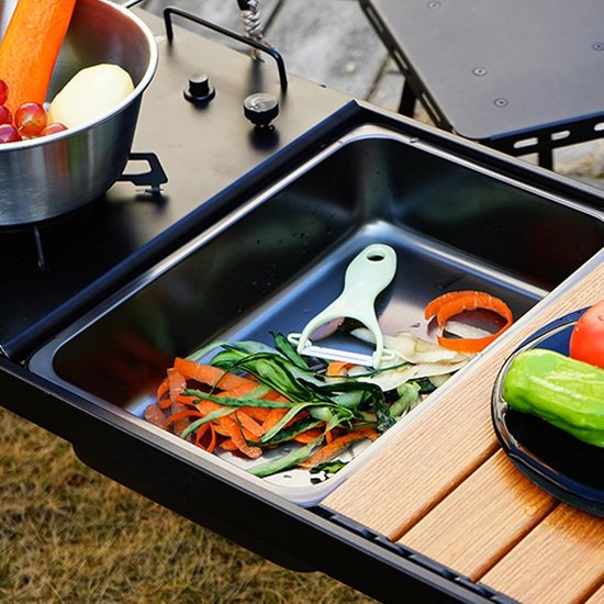 Camping wastafel - Draagbare spoelbak - Buiten koken - Geïntegreerd afvoersysteem - 379 x 287 x 115 cm - Zilver van Camping — afbeelding 4