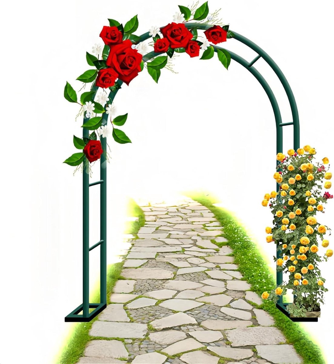 Tuinprieel - Rozenboog Metaal - Decoratieve Tuinboog - Versterkte Stalen Buis - 140 x 230 cm - Donkergroen