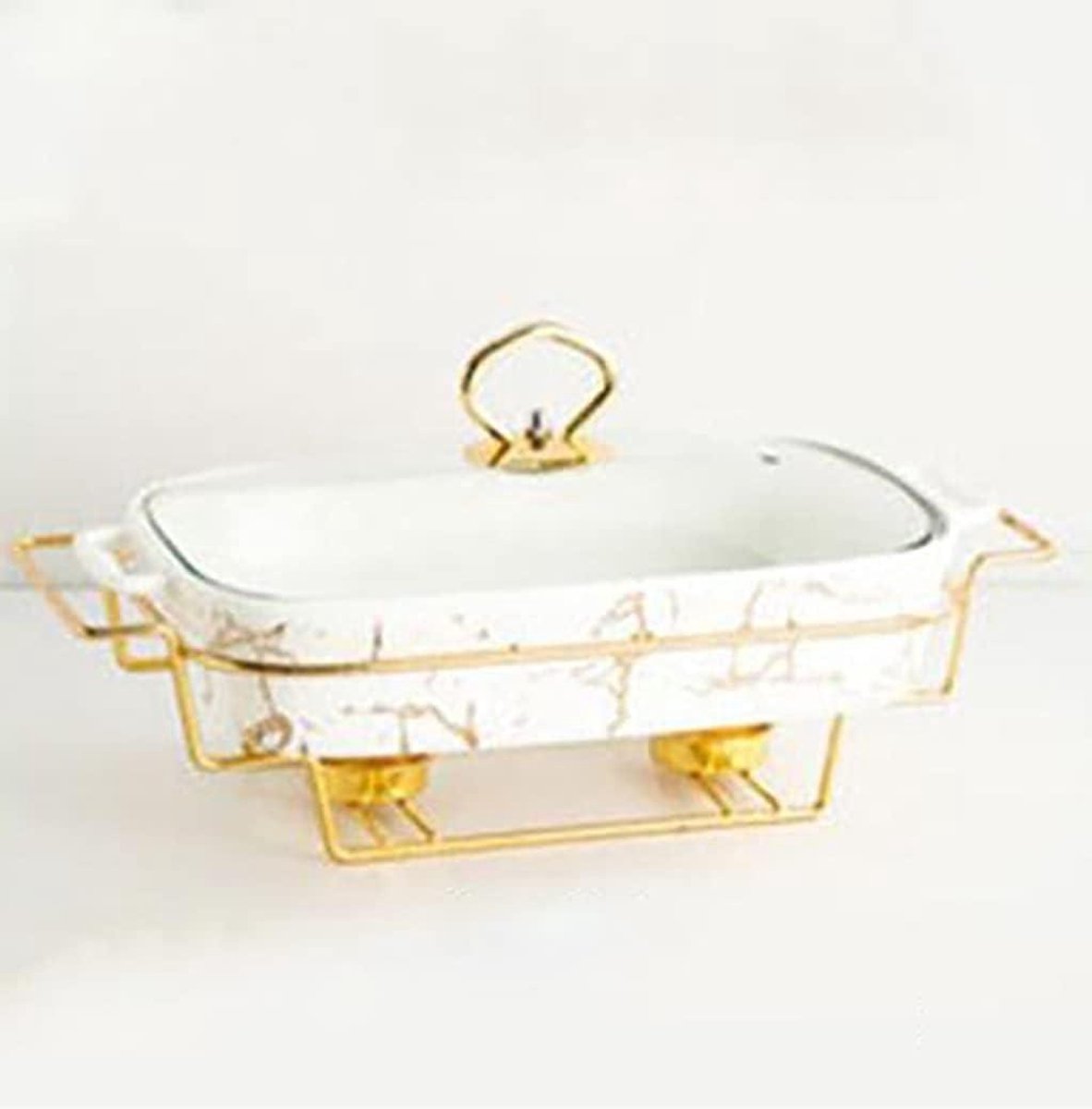 Chafing Dish Buffet Set, rechthoekige marmeren afwerking voor catering, bruiloften, feesten en banketten