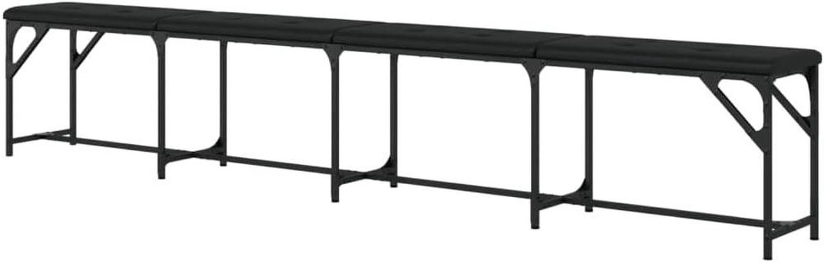 Zitbank Keuken - Eetkamerbank Halbank - Comfortabel Zitten - Stalen Frame - 248 cm Lang - Zwart