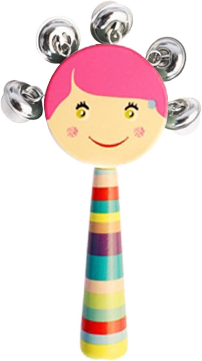 Houten Klokken - Handbellen Kinderen - Muziek Ontdekken - Vrolijk Glimlachontwerp - 16 cm - Willekeurige Kleur