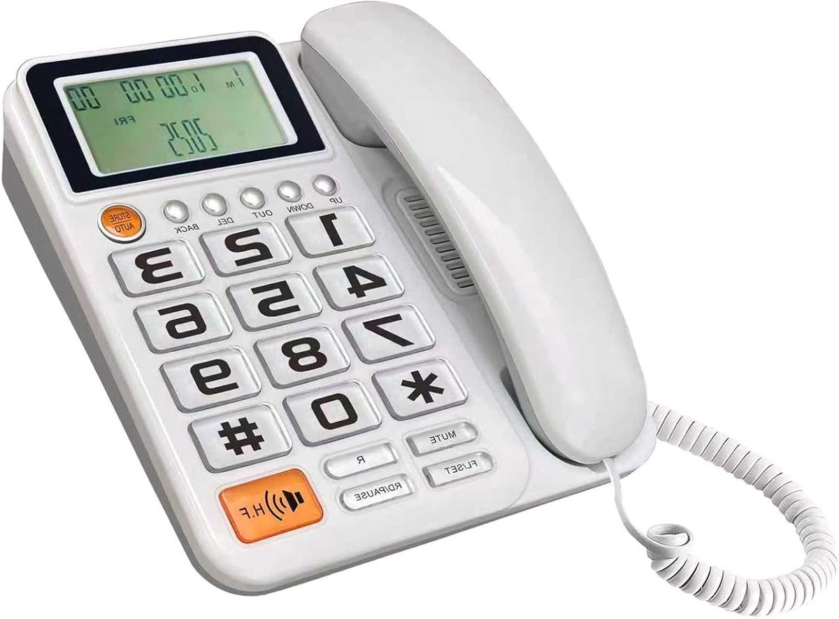 Vaste Telefoon - Bureautoestel - Thuisgebruik Kantoor - Grote Knoppen - 22 x 17 cm - Rood/Wit