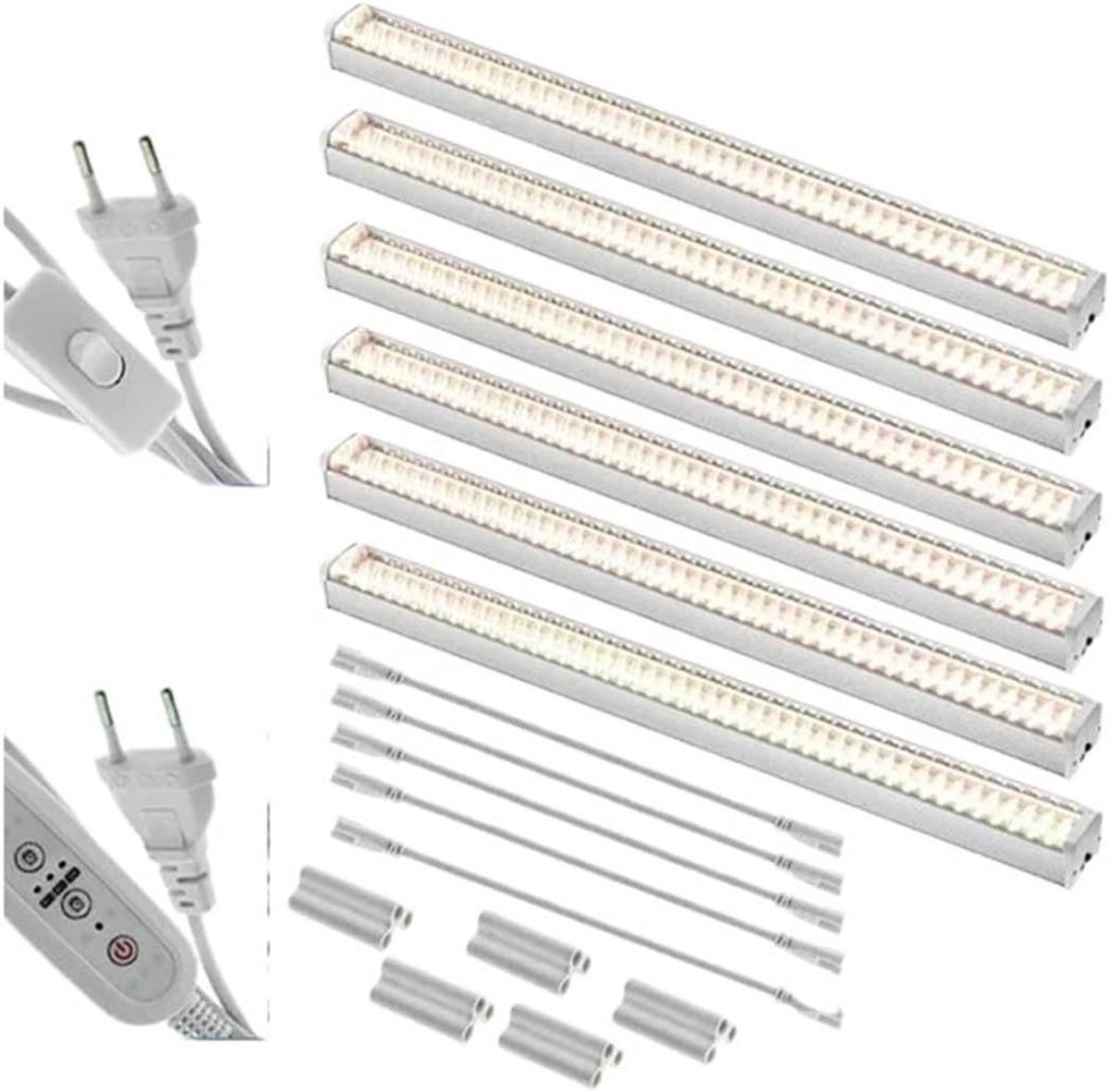 Plantenlamp Groei - LED Kweeklamp - Planten Binnen Kweken - Volledig Spectrum Licht - 6 Stuks - Wit