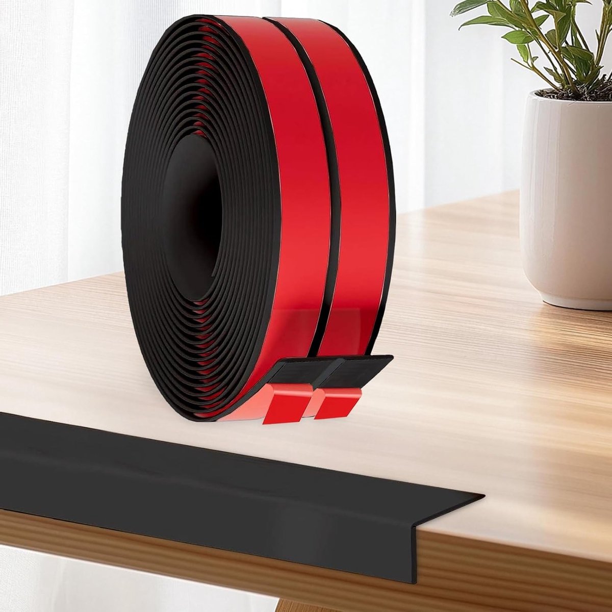 Waterdichte TPE Hoekbescherming voor Wanden, Deuren en Keukens - Zachte L-vormige Hoekstrip (Zwart, 4 cm x 3 m) voor Extra Veiligheid en Bescherming