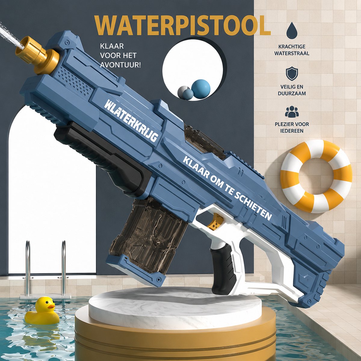 WVspecials Automatisch Waterpistool Blauw - Elektrisch Waterpistool - Watergeweer - Super Soaker - Watergun - Buitenspeelgoed — afbeelding 4