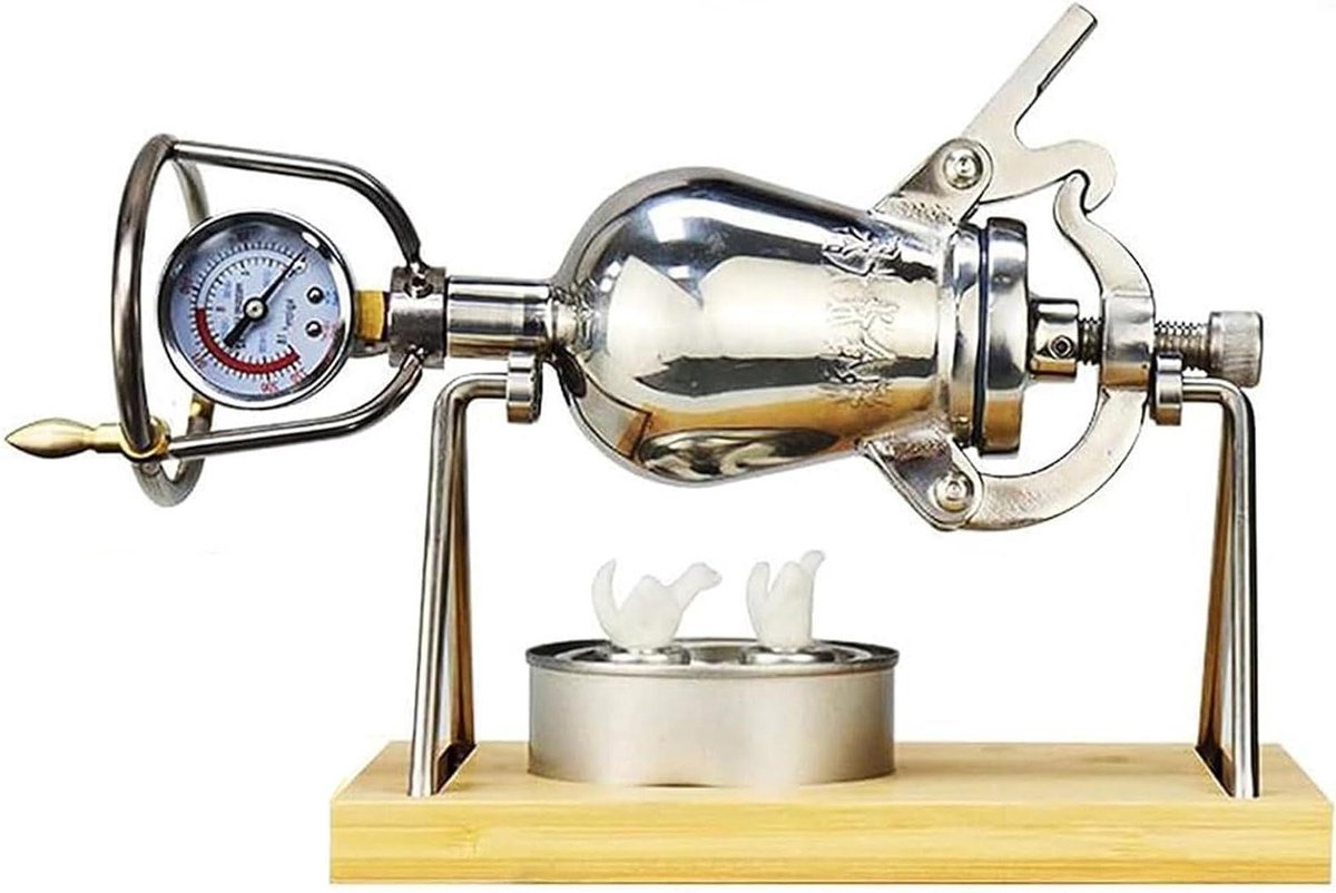 Popcorn Maker Machine, Hot Air Mini Pop Corn Popper, Traditioneel RVS Pop-Corn Kanon met Dubbele Veiligheidsmeter (200ml)