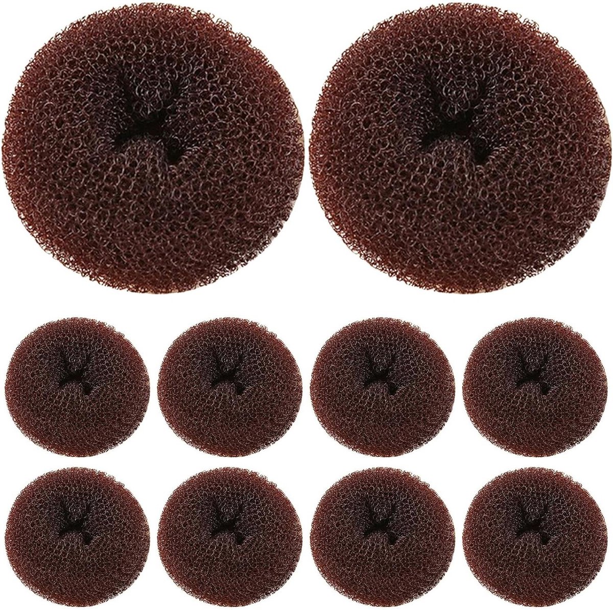 Haar Donut Knot Maker - Bun Shaper - Stijlvolle Kapsels Maken - Lichtgewicht Comfort - 15 Stuks - Koffie