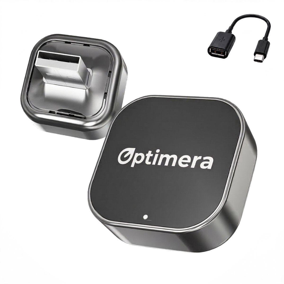 OPTIMERA® 2-in-1 Carplay Dongle GO - Draadloos Carplay - Android Auto & Apple Carplay - Wireless Carplay - Incl. USB-C Adapter